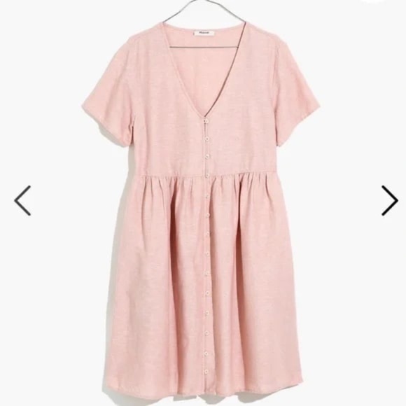 Madewell Linen-Blend Alexandra Button-Front Mini Dress Womens XS - Picture 3 of 9